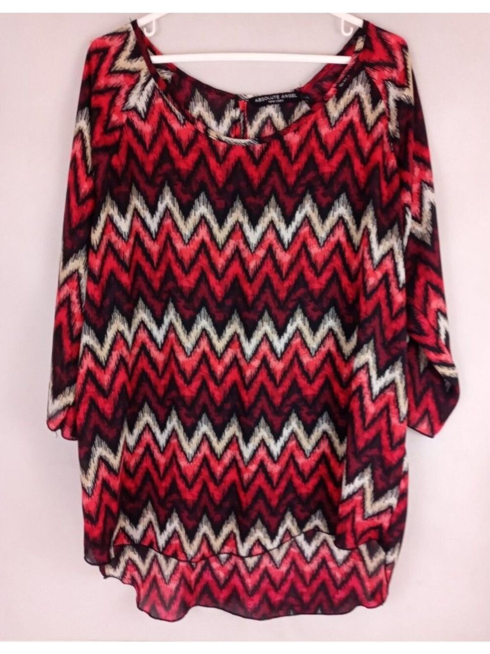 Absolute Angel New York Colorful Chevron Blouse Size XL